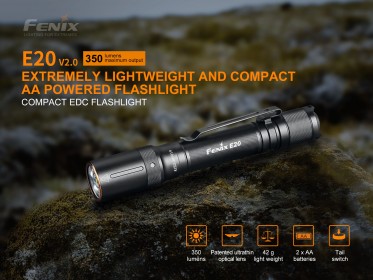 LED svítilna Fenix E20 V2.0 (350 lumenů)